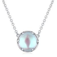 Серебряное ожерелье, 925 пробы, с Лунный камень, покрытый платиной, ювелирные изделия моды & Женский, 450mm, продается PC