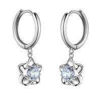 Cubic Zirconia Micro Pave Sterling Silver Earring, 925 Sterling Silver, platinum plated, fashion jewelry & micro pave cubic zirconia & for woman, 23x15mm, Sold By Pair