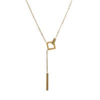 Colar de aço titânio, Partículas de aço, joias de moda & para mulher, dourado, 45mm, comprimento 47 cm, vendido por PC