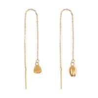 Boucle d'oreille Acier Titane, Lotus, Placage de couleur d'or, bijoux de mode & pour femme, 100mm, Vendu par paire
