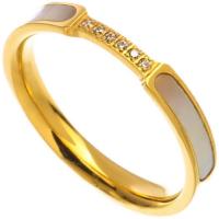 Shell Vinger Ringen, White Shell, gold plated, verschillende grootte voor keus & micro pave zirconia & voor vrouw, Verkocht door PC