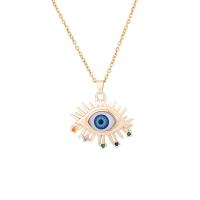 Cubic Zircon Micro Pave Brass Necklace, Eye, gold color plated, micro pave cubic zirconia & for woman & enamel, more colors for choice, 33x31mm, Length:Approx 19.68 Inch, Sold By PC