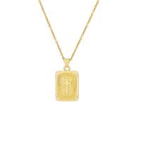 Ожерелья из латуни, Латунь, Квадратная форма, плакирован золотом, ювелирные изделия моды & Женский, 15x20mm, длина:Приблизительно 19.68 дюймовый, продается PC