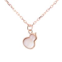 925 Sterling Silver Necklaces with White Shell with 1.96 inch extender chain Calabash rose gold color plated for woman Length Approx 15.74 Inch Sold By PC