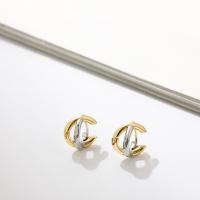 Titanium Stål Håndtaget tilbage Earring, forgyldt, for kvinde, to forskellige farvede, 7x13mm, Solgt af par
