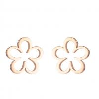 Stainless Steel Stud Earrings Flower Vacuum Plating fashion jewelry & for woman 8mm Sold By Pair