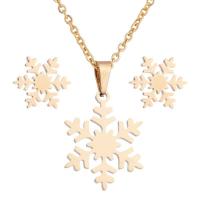 Fashion Stainless Steel Jewelry Sets, earring & necklace, Snowflake, Vacuum Plating, fashion jewelry & for woman, more colors for choice, Length:45 cm, Sold By Set