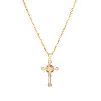 Cubic Zircon Micro Pave Brass Necklace, Cross, gold color plated, different styles for choice & micro pave cubic zirconia & for woman, more colors for choice, 17x28mm, Length:Approx 19.68 Inch, Sold By PC