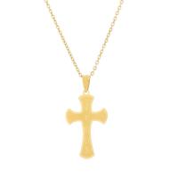 Titanium Steel Necklace Cross plated fashion jewelry & Unisex Length Approx 19.68 Inch Sold By PC