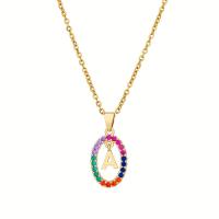 Cubic Zircon Micro Pave Brass Necklace, gold color plated, different styles for choice & micro pave cubic zirconia & for woman, multi-colored, 15x21mm, Length:Approx 19.68 Inch, Sold By PC