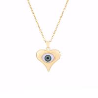 Brass Necklace, Heart, gold color plated, for woman & enamel, more colors for choice, 23x26mm, Length:Approx 19.68 Inch, Sold By PC
