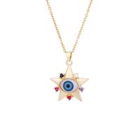 Cubic Zircon Micro Pave Brass Necklace Star gold color plated Unisex & micro pave cubic zirconia & enamel Length Approx 19.68 Inch Sold By PC
