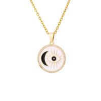 Cubic Zircon Micro Pave Brass Necklace, Flat Round, gold color plated, micro pave cubic zirconia & for woman & enamel, more colors for choice, 22x24mm, Length:Approx 19.68 Inch, Sold By PC