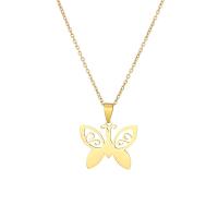 Titanium Steel Necklace, Butterfly, plated, different styles for choice & for woman & hollow, Length:Approx 19.68 Inch, Sold By PC
