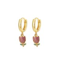 Cubic Zirconia Micro Pave Brass Earring, gold color plated, different styles for choice & micro pave cubic zirconia & for woman, multi-colored, Sold By Pair