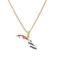 Titanium Steel Necklace, plated, fashion jewelry & for woman & enamel, more colors for choice, 35mm, Length:Approx 19.68 Inch, Sold By PC