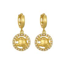 Cubic Zirconia Micro Pave Brass Earring gold color plated & for woman & hollow Sold By Pair