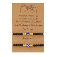 Evil Eye Jewelry Bracelet, Acrylic, with Crystal, 2 pieces & Unisex, Length:Approx 6.3-11.8 Inch, Sold By Set
