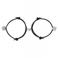Couple Bracelet and Bangle Zinc Alloy with Polyester Cord Claw platinum color plated 2 pieces & Unisex & with magnetic & luminated Length Approx 7-11.8 Inch Sold By Set