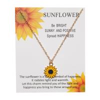 Tibetan Style Jewelry Necklace, with 4inch extender chain, Sunflower, gold color plated, oval chain & for woman & enamel, nickel, lead & cadmium free, Length:Approx 15.7 Inch, Sold By PC