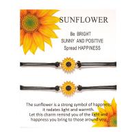 Fashion Create Wax Cord Bracelets Zinc Alloy with Wax Cord Sunflower plated 2 pieces & Unisex & enamel Length Approx 6.3-11.8 Inch Sold By PC