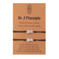 Fashion Create Wax Cord Bracelets Zinc Alloy with Wax Cord Pineapple platinum color plated 2 pieces & Unisex Length Approx 7-11.8 Inch Sold By Set