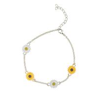 Tibetan Style Bracelet, Flower, plated, for woman & enamel, more colors for choice, nickel, lead & cadmium free, 14mm, Length:Approx 9 Inch, Sold By PC