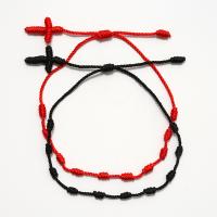Nylon polypropylène bracelet, croix, style folk & unisexe, plus de couleurs à choisir, Longueur:Environ 7.4-12.6 pouce, Vendu par PC
