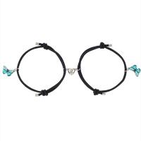 Couple Bracelet and Bangle Zinc Alloy with Polyester Cord Butterfly 2 pieces & with magnetic & for couple Length Approx 6.3-11.8 Inch Sold By Set