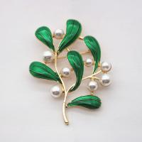 Enamel Brooch Zinc Alloy with Plastic Pearl Flower gold color plated Unisex nickel lead & cadmium free 50mm Sold By Lot
