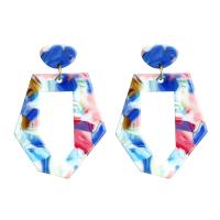Acrylic Jewelry Earring, Acetate, irregular, for woman & hollow, more colors for choice, 35x50mm, Sold By Pair