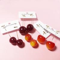 Acrylic Jewelry Earring, Acetate, with Tibetan Style, Cherry, different size for choice & for woman, Sold By Pair