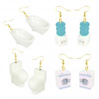 Resin Earring with Zinc Alloy & for woman white Sold By Pair