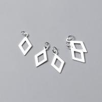 925 Sterling Silver Pendant, Rhombus, polished, DIY & hollow, silver color, 13.50x7x0.50mm, Sold By PC