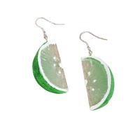 Boucle d'oreille bijoux acrylique, avec alliage de zinc, Citron, pour femme, vert, 21x60mm, Vendu par paire