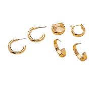 Cink Alloy Set naušnice, zlatna boja pozlaćen, 4 komada & za žene, 1.5-2cm, Prodano By Set