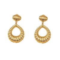 Tibetan Style Drop Earring, gold color plated, for woman, 25x47mm, Sold By Pair