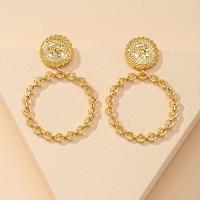 Zinc Alloy Drop Earring gold color plated for woman & hollow Sold By Pair