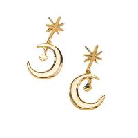 Zinc Alloy Drop Earring Moon and Star plated for woman Sold By Pair