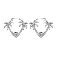 Zinc Alloy Lever Back Earring Palm Tree platinum color plated for woman & hollow Sold By Pair