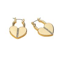 Zinc Alloy Lever Back Earring Heart plated for woman & with rhinestone Sold By Pair