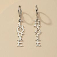 Zinc Alloy Huggie Hoop Drop Earring Alphabet Letter gold color plated for woman & hollow Sold By Pair