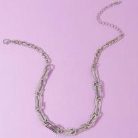 Cink Alloy nakit ogrlice, platine boja pozlaćen, za žene & s Rhinestone, Dužina Približno 15.74 inčni, Prodano By PC