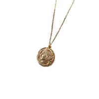 Zinc Alloy smykker halskæde, med 3.15 inch extender kæde, Flad Rund, guldfarve belagt, forskellige stilarter for valg & for kvinde, 25mm, Længde Ca. 17.71 inch, Solgt af PC