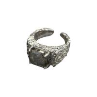 Zinc Alloy fingerring, mode smykker & Unisex & Micro Pave cubic zirconia, sølv, nikkel, bly & cadmium fri, 10.50mm, Solgt af PC