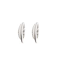 Tibetan Style Stud Earring, Feather, silver color plated, fashion jewelry & for woman, nickel, lead & cadmium free, 7mm, Sold By Pair