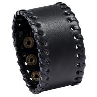 Leather Cord Bracelet, with Cowhide & Iron, Round, fashion jewelry & for man, more colors for choice, 40mm, Length:22.8 cm, Sold By PC