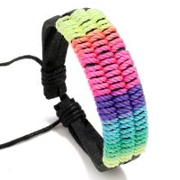 PU Leather Cord Bracelets with Nylon & Wax Cord Round fashion jewelry & for man multi-colored 7mm Length 17-18 cm Sold By PC