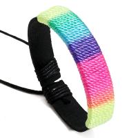 PU Leather Cord Bracelets, with Nylon & Wax Cord, Round, fashion jewelry & for man, multi-colored, 12mm, Length:17-18 cm, Sold By PC