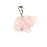 Rose Quartz Pendant, Elephant, Unisex, pink, 21x15mm, Sold By PC